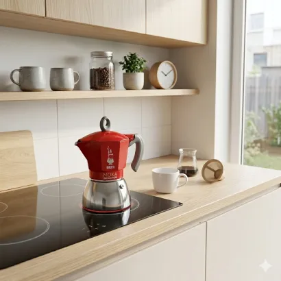 Bialetti New Moka Induction kawiarka stalowa na indukcję pojemność 4 tz / 150 ml kolor czerwona - miniatura 2
