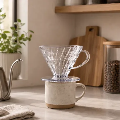 Hario dripper V60 plastikowy przezroczysty V01 - miniatura 2