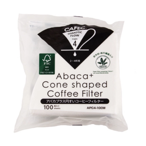 CAFEC Filtry papierowe stożkowe ABACA+ pojemność 4 filiżanki sztuk 100 szt.