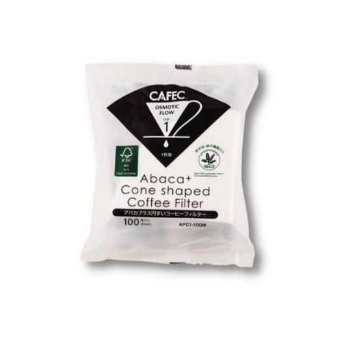 CAFEC Filtry papierowe stożkowe ABACA+ pojemność 1 filiżanka sztuk 100 szt.
