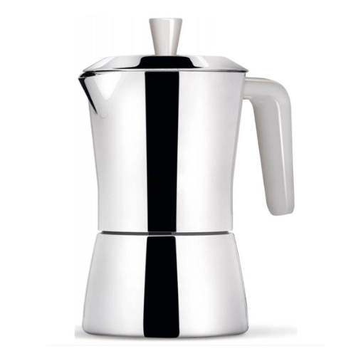 Giannini TUA kawiarka stalowa na indukcję pojemność 3 tz / 150 ml kolor srebrna kolor rączki biały