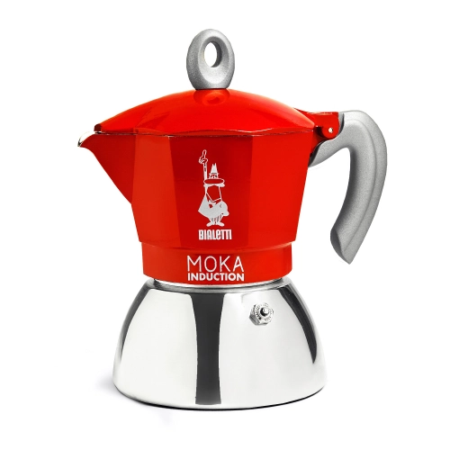Bialetti New Moka Induction kawiarka stalowa na indukcję pojemność 4 tz / 150 ml kolor czerwona
