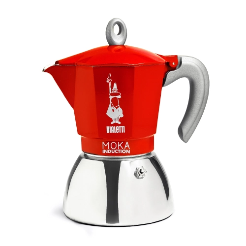 Bialetti New Moka Induction kawiarka stalowa na indukcję pojemność 6 tz / 280 ml kolor czerwona