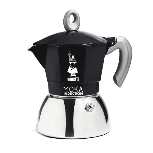 Bialetti New Moka Induction kawiarka stalowa na indukcję pojemność 2 tz / 100 ml kolor czarna