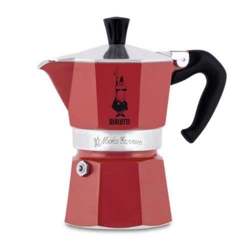 Bialetti Moka Express Color kawiarka aluminiowa na gaz pojemność 3 tz / 130 ml kolor czerwona
