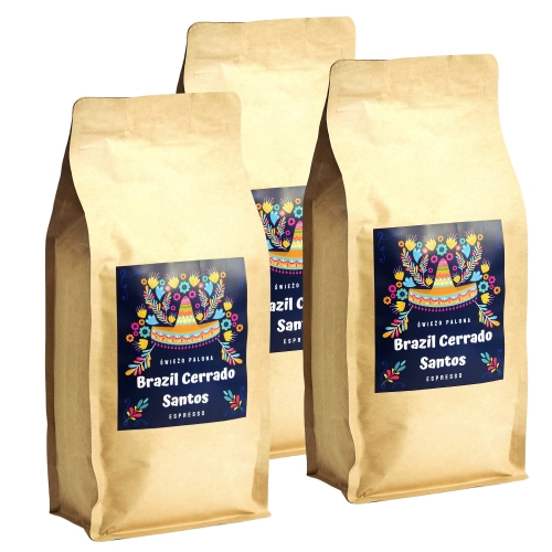 Brazil Cerrado Santos kawa ziarnista waga 3kg zestaw 3x 1kg