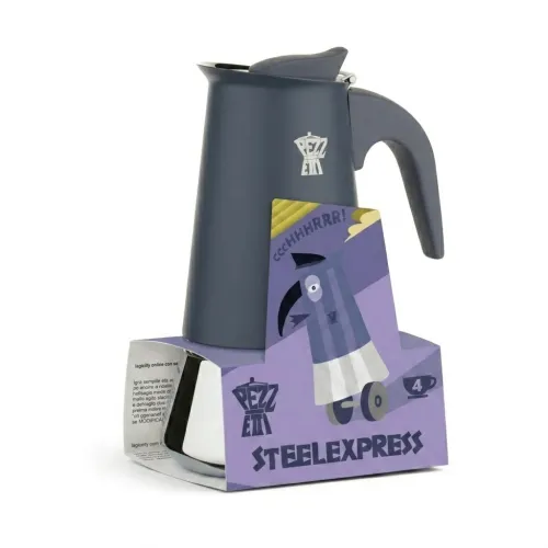 Pezzetti Steelexpress kawiarka stalowa na indukcję pojemność 4 tz / 200 ml kolor szara