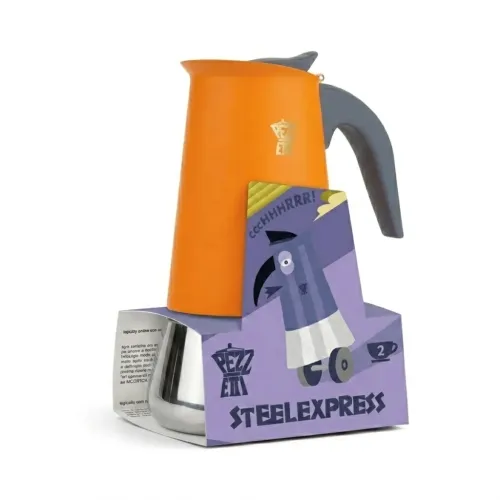 Pezzetti Steelexpress kawiarka stalowa na indukcję pojemność 2 tz / 100 ml kolor pomarańczowa