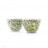 Czarki Yantai porcelanowe Bredemeijer 2 sztuki białe z zielonymi kwiatami kolor zielone