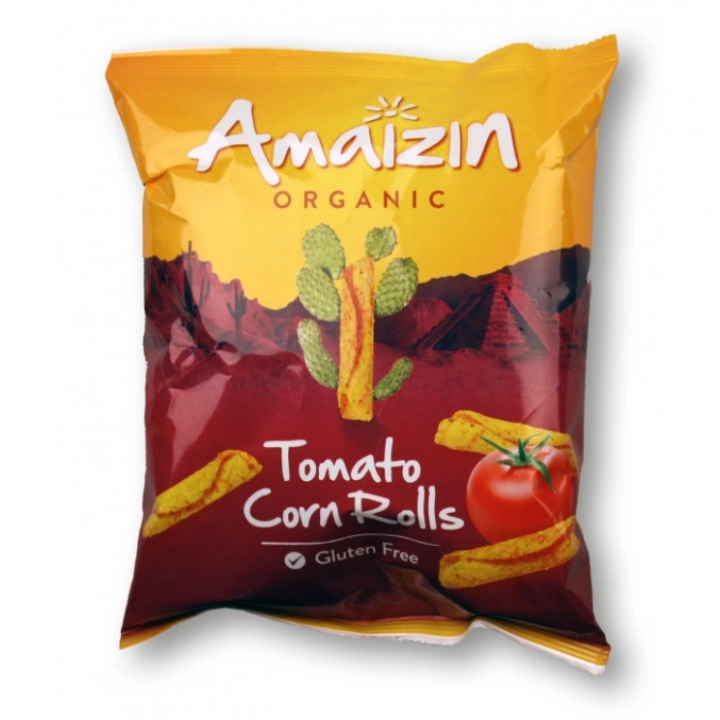 Amaizin Chipsy kukurydziane rolls o smaku pomidorowym bezglutenowe BIO 100g