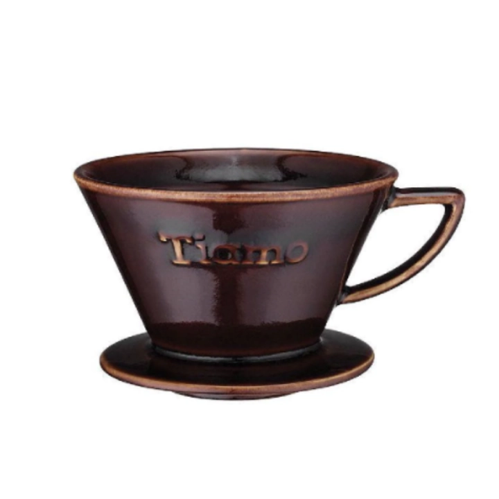 TIAMO Dripper ceramiczny 1-4 filiżanki kolor brązowy
