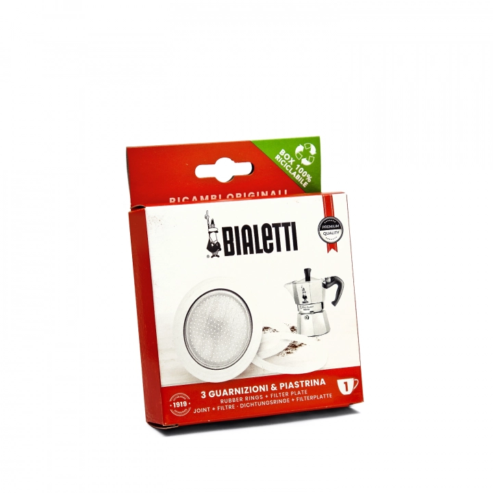 Uszczelki i sitko do kawiarek aluminiowych Bialetti Moka Express rozmiar 1 tz - zdjęcie 1
