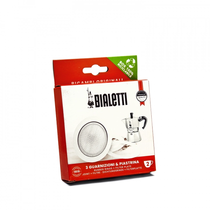 Uszczelki i sitko do kawiarek aluminiowych Bialetti Moka Express rozmiar 2 tz - zdjęcie 1