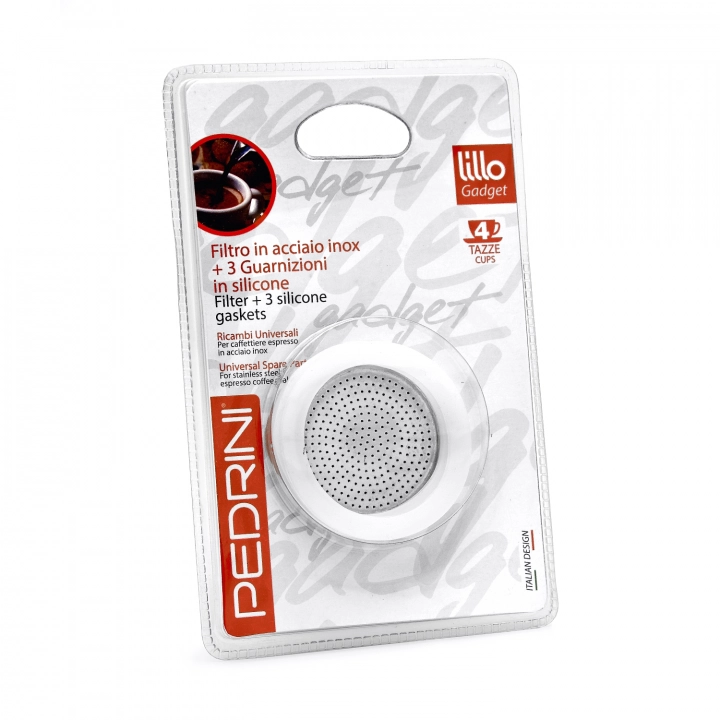 Uszczelki silikonowe i sitko do kawiarek stalowych Pedrini rozmiar 4 tz