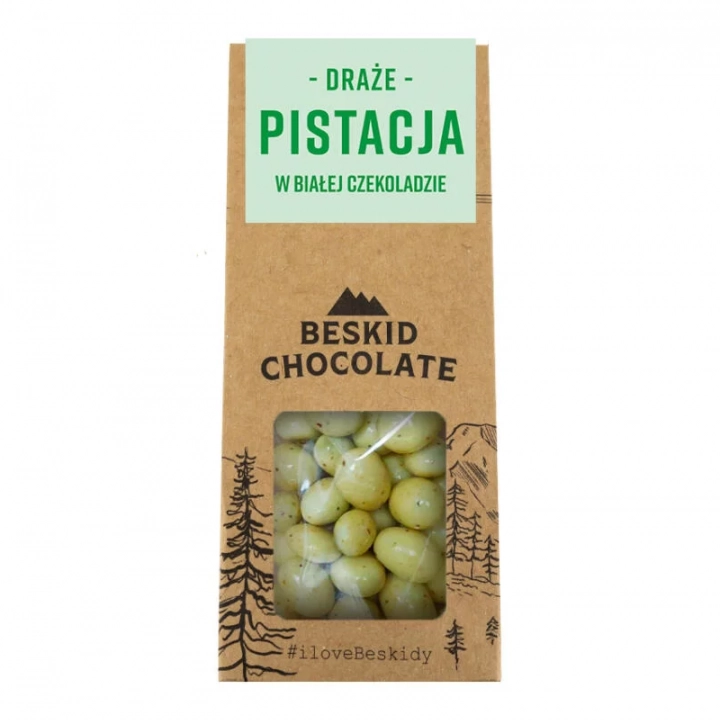 Beskid Chocolate Pistacje w białej czekoladzie waga 50g