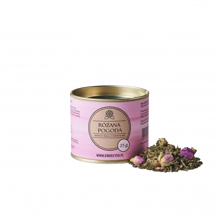 Dworzysk Herbatka biała Różana Pogoda 25g waga 25g