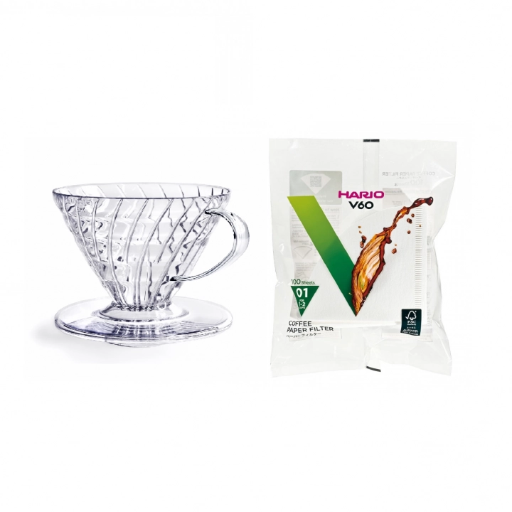 Zestaw dripper Hario V60-01 i filtry