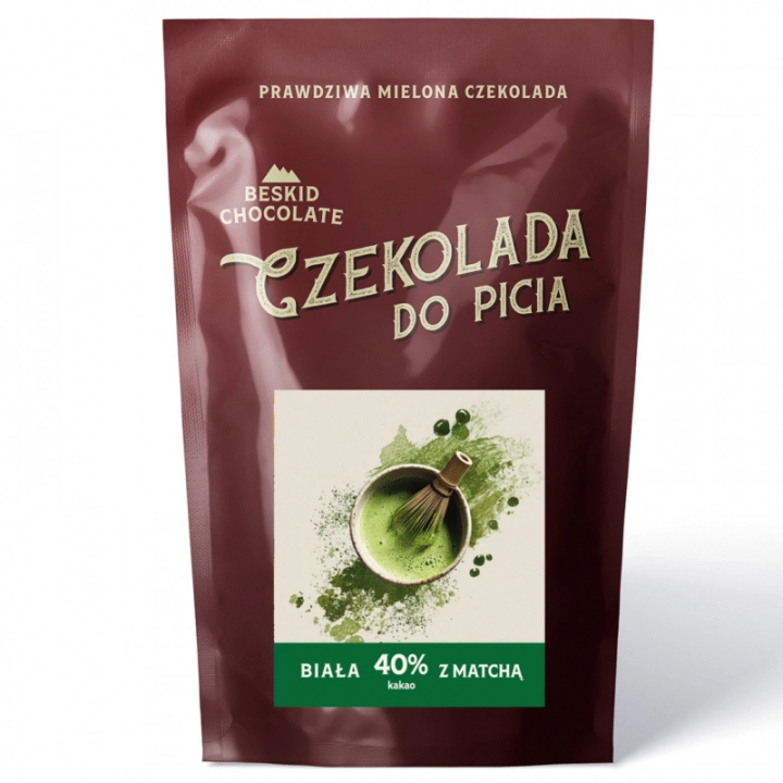 Beskid Chocolate Biała Czekolada do picia 40% z Matchą waga 200g