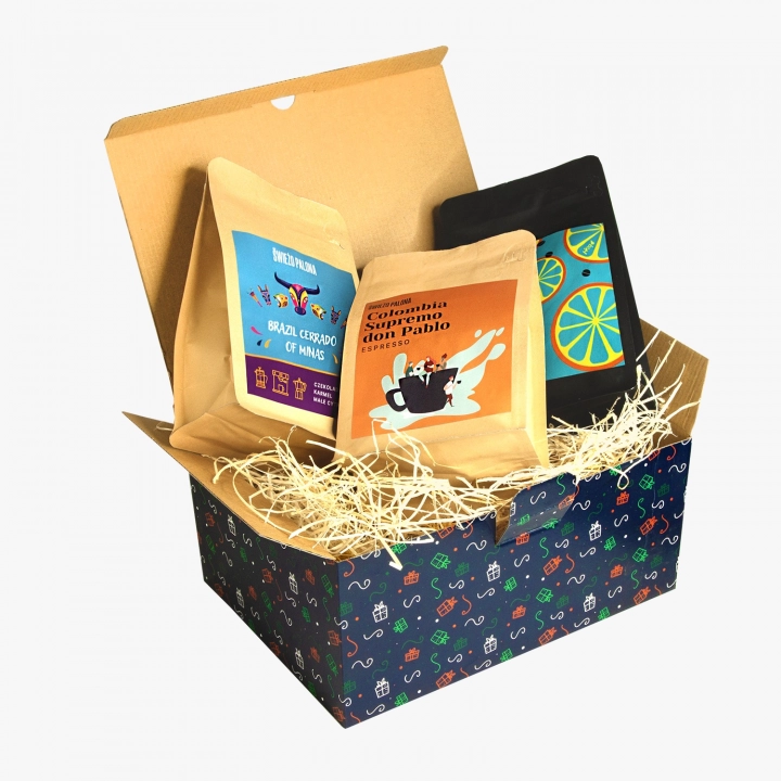 Świąteczny zestaw startowy trzech kaw do espresso: 100% arabica