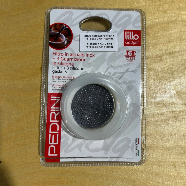OUTLET Uszczelki silikonowe i sitko do kawiarek stalowych Pedrini rozmiar 6 tz - zdjęcie 1