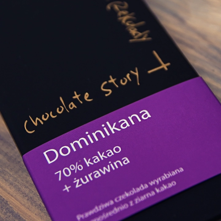 Czekolada deserowa 70% kakao z Dominikany + Żurawina 55g