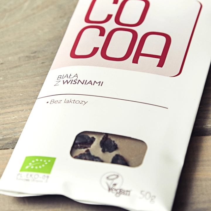 COCOA Biała czekolada z wiśniami BIO 50g