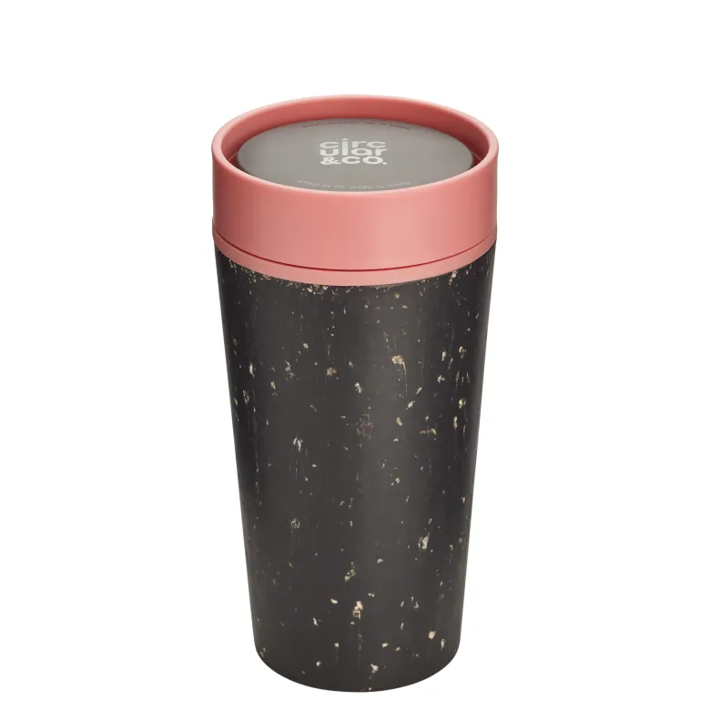 Kubek Circular Cup 340ml czarno - różowy - zdjęcie 1