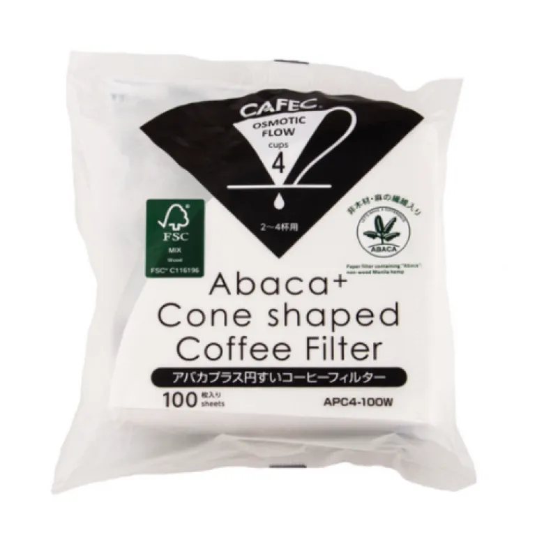CAFEC Filtry papierowe stożkowe ABACA+ pojemność 4 filiżanki sztuk 100 szt.