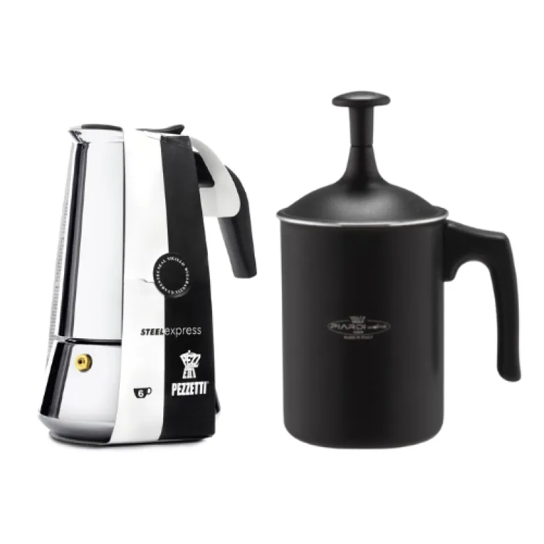 Zestaw kawiarka Pezzetti Steelexpress 4tz i spieniacz Piardi 3tz pojemność 4 espresso - zdjęcie 1