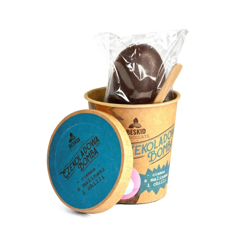 Beskid Chocolate Czekoladowa Bomba Jajo ciemna z malinami i chili 45g - zdjęcie 1