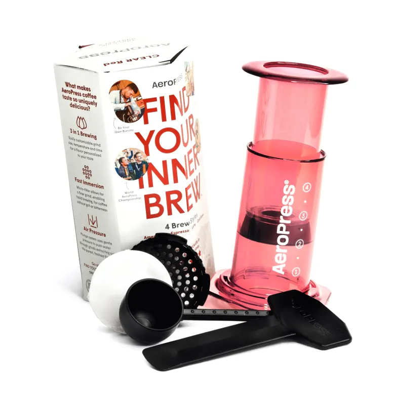 AeroPress Clear zaparzacz do kawy czerwony
