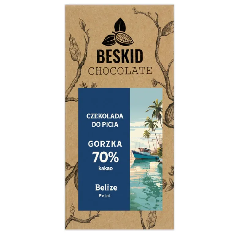Beskid Chocolate Gorzka Czekolada do picia 70% Belize Peini waga 200 g