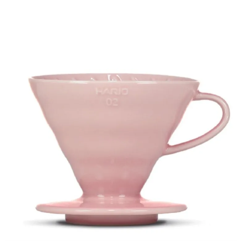 Hario dripper V60 ceramiczny różowy + 40 filtrów V02 - zdjęcie 1