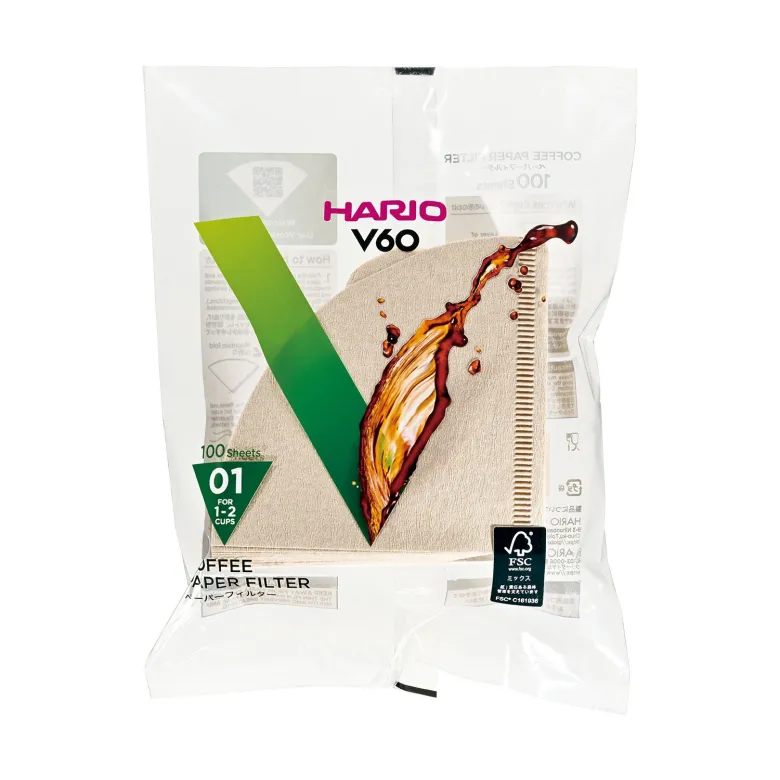 Hario filtry papierowe Misarashi 100 szt. brązowe do drippera V60 01