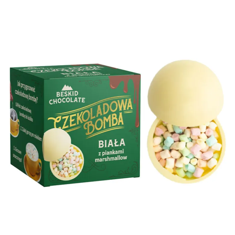 Beskid Chocolate Czekoladowa Bomba biała z piankami marshmallow 45g