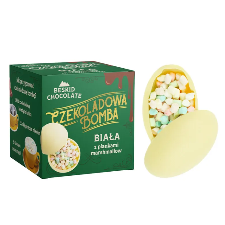 Beskid Chocolate Czekoladowa Bomba Jajo biała z piankami marshmallow waga 45 g - zdjęcie 1
