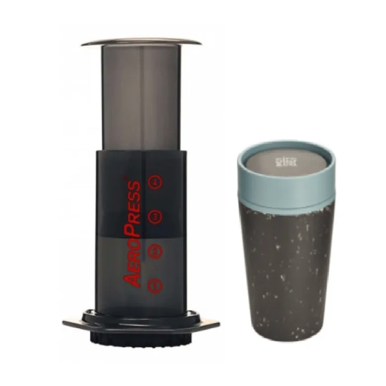 Zestaw Aeropress i kubek Circular Cup czarno-błękitny 340 ml