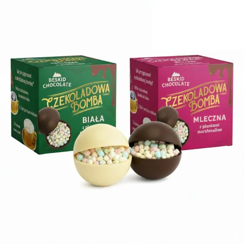 Beskid Chocolate Zestaw bomb czekoladowych z piankami waga 90 g