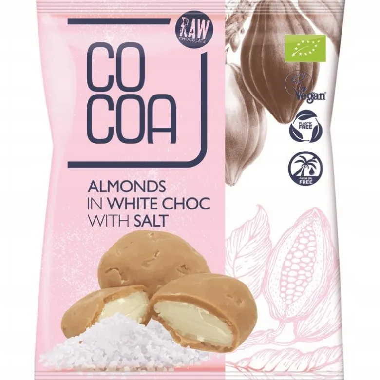 COCOA Migdały w białej polewie z solą BIO 70g