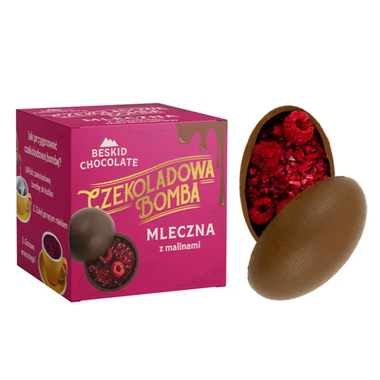 Beskid Chocolate Czekoladowa Bomba Jajo mleczna z malinami pojemność 45g
