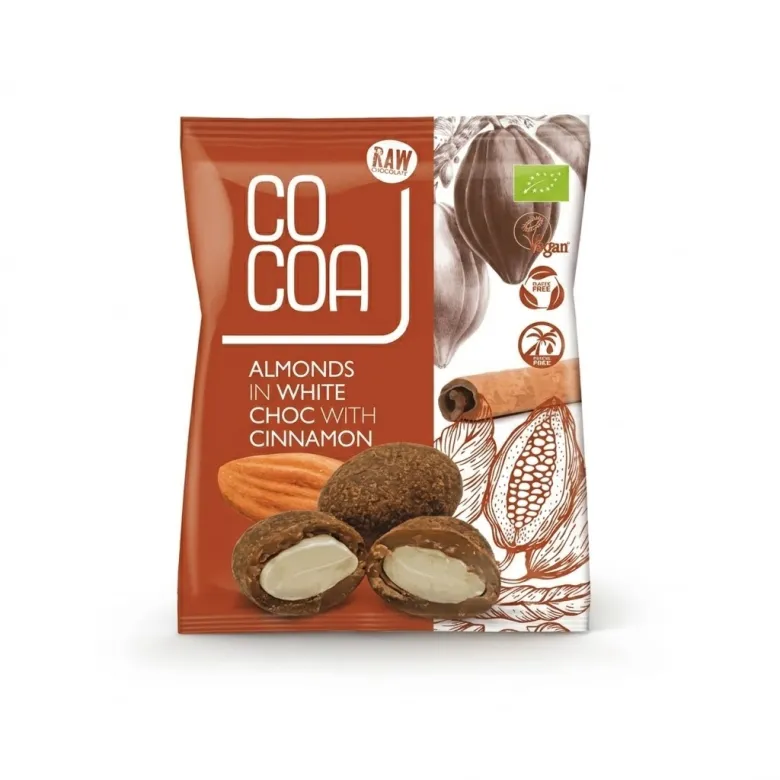 COCOA Migdały w białej polewie z cynamonem BIO waga 70 g