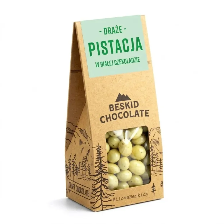 Beskid Chocolate Pistacje w białej czekoladzie waga 50 g