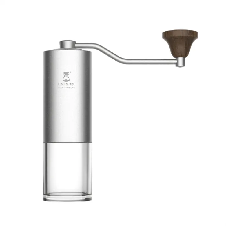 Timemore Chestnut G1 – ręczny młynek do kawy silver transparent ze stalowymi żarnami