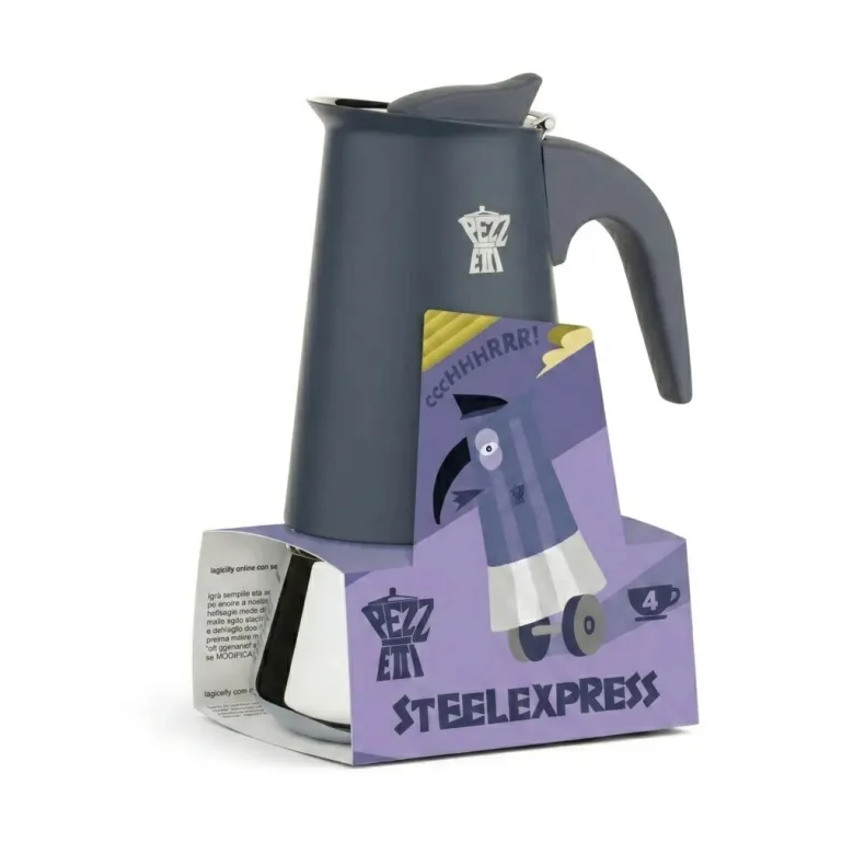 Pezzetti Steelexpress kawiarka stalowa na indukcję pojemność 4 tz / 200 ml kolor szara