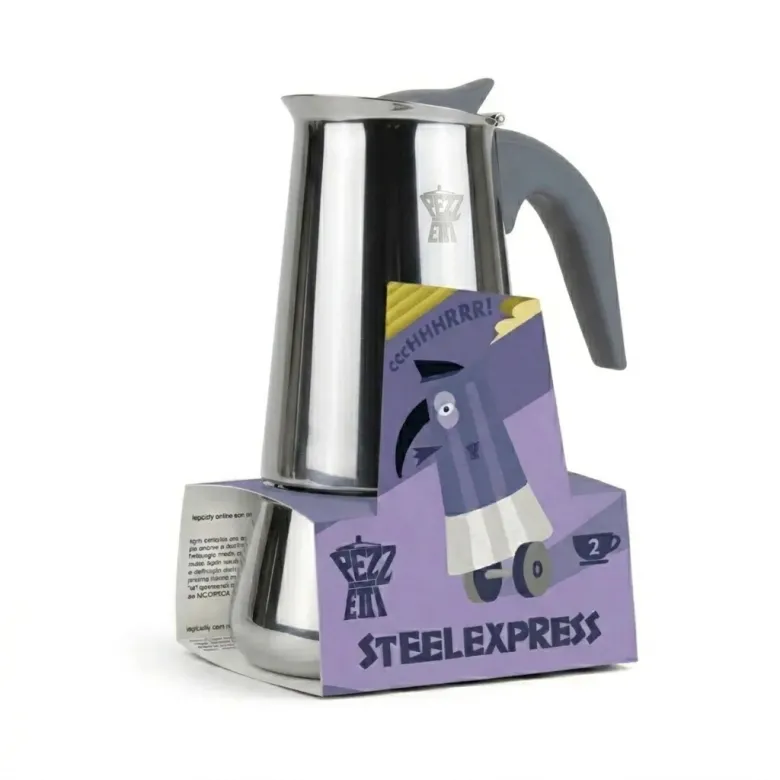 Pezzetti Steelexpress kawiarka stalowa na indukcję pojemność 2 tz / 100 ml kolor srebrna