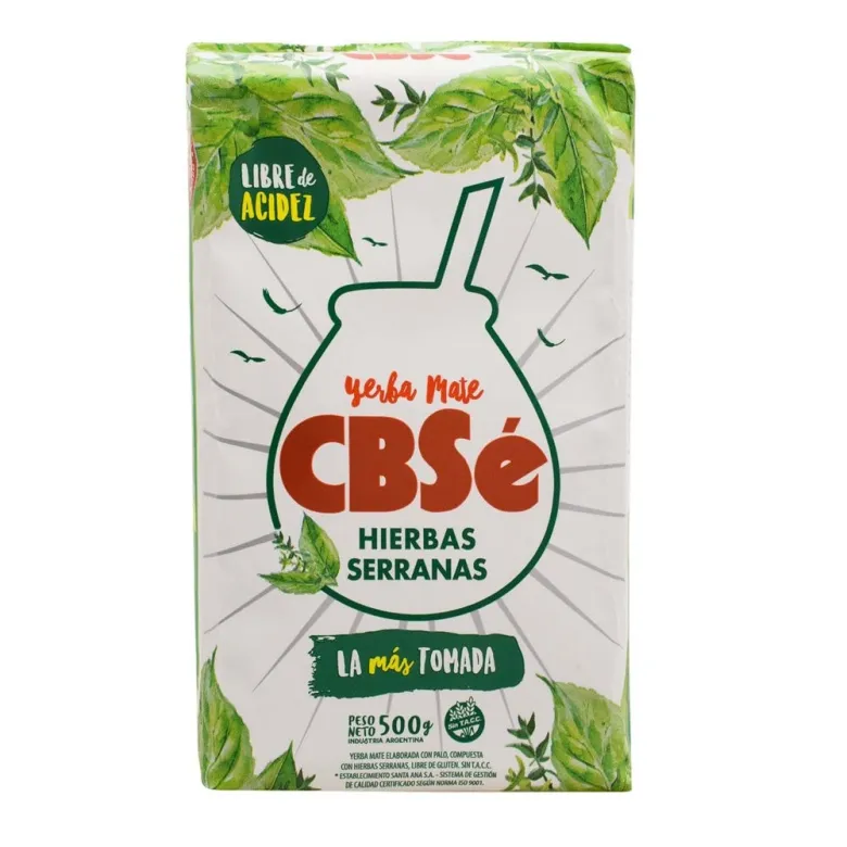 Yerba Mate CBSe Hierbas Serranas 500 g – paczka, przód opakowania