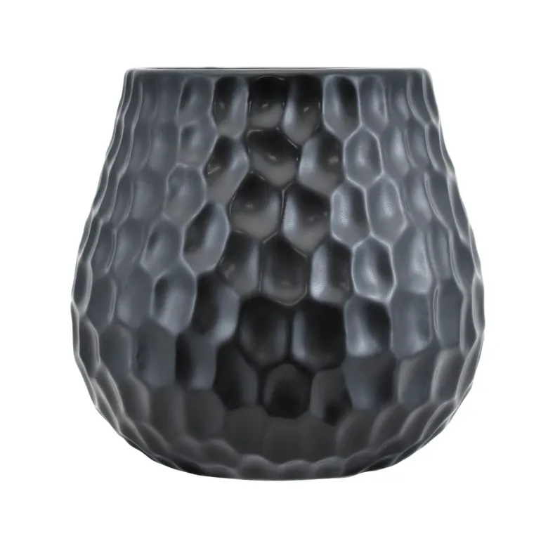 Tykwa ceramiczna Plaster Miodu czarna 300 ml – matowa tykwa z fakturą plastra miodu