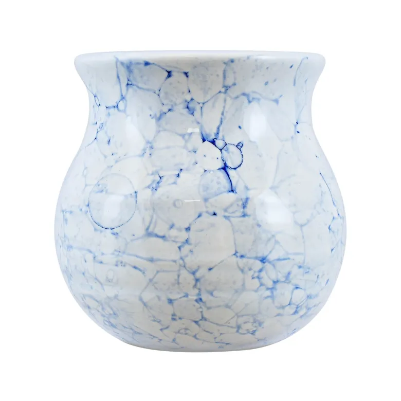 Tykwa ceramiczna Celeste 375 ml – biała tykwa z niebieskim marmurkowym wzorem